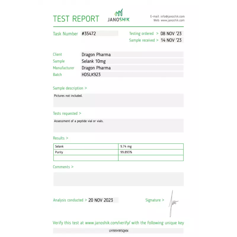 SELANK 10 mg/ml vial by Dragon Pharma, Europe