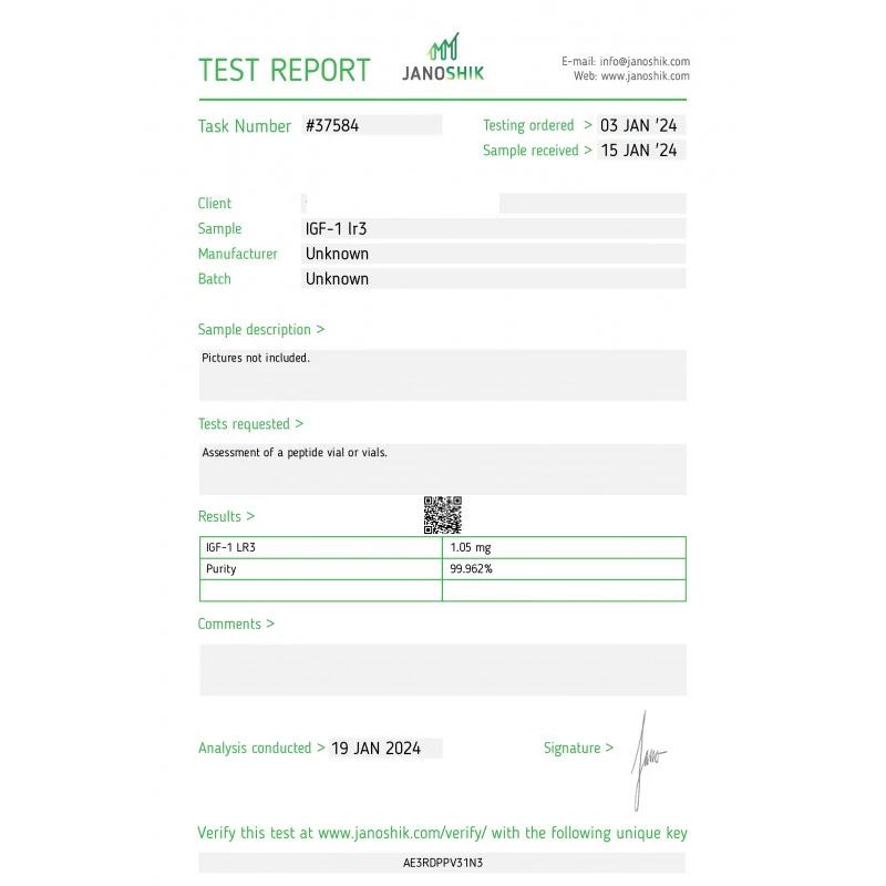 IGF-1 LR3 1 mg/vial vial by Dragon Pharma, Europe