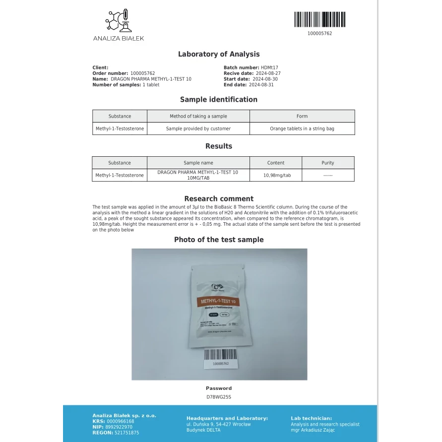 METHYL-1-TEST 10 10 mg/tab 100 tabs by Dragon Pharma, Europe