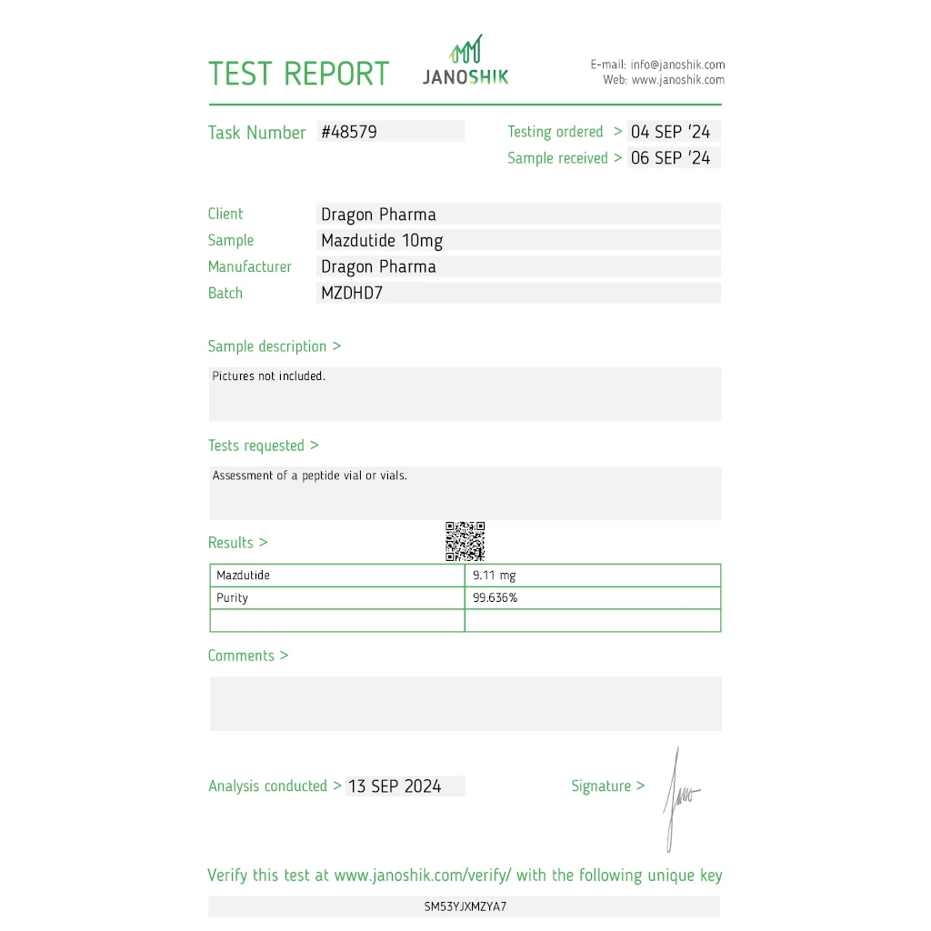 MAZDUTIDE 10 MG 10 mg/ml vial by Dragon Pharma, Europe