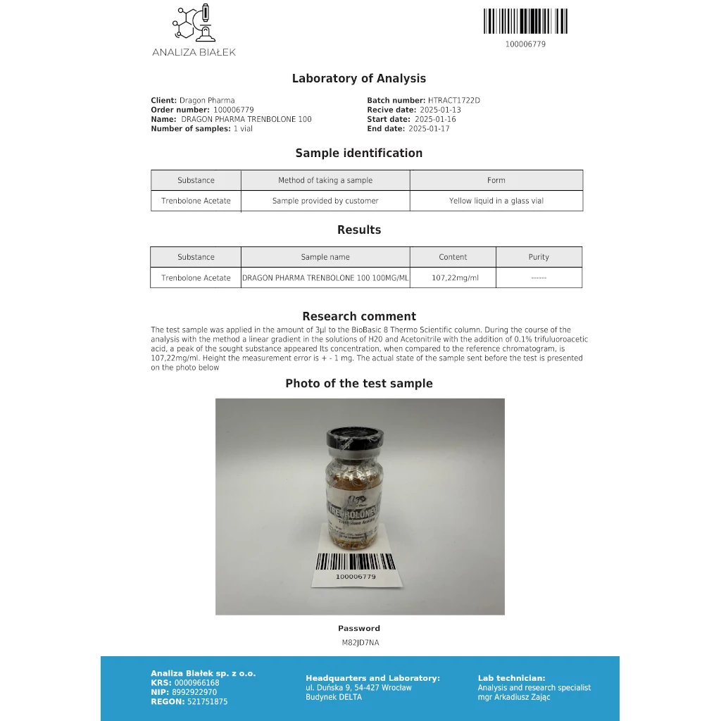 TRENBOLONE 100 100 mg/ml 10 ml by Dragon Pharma, Europe