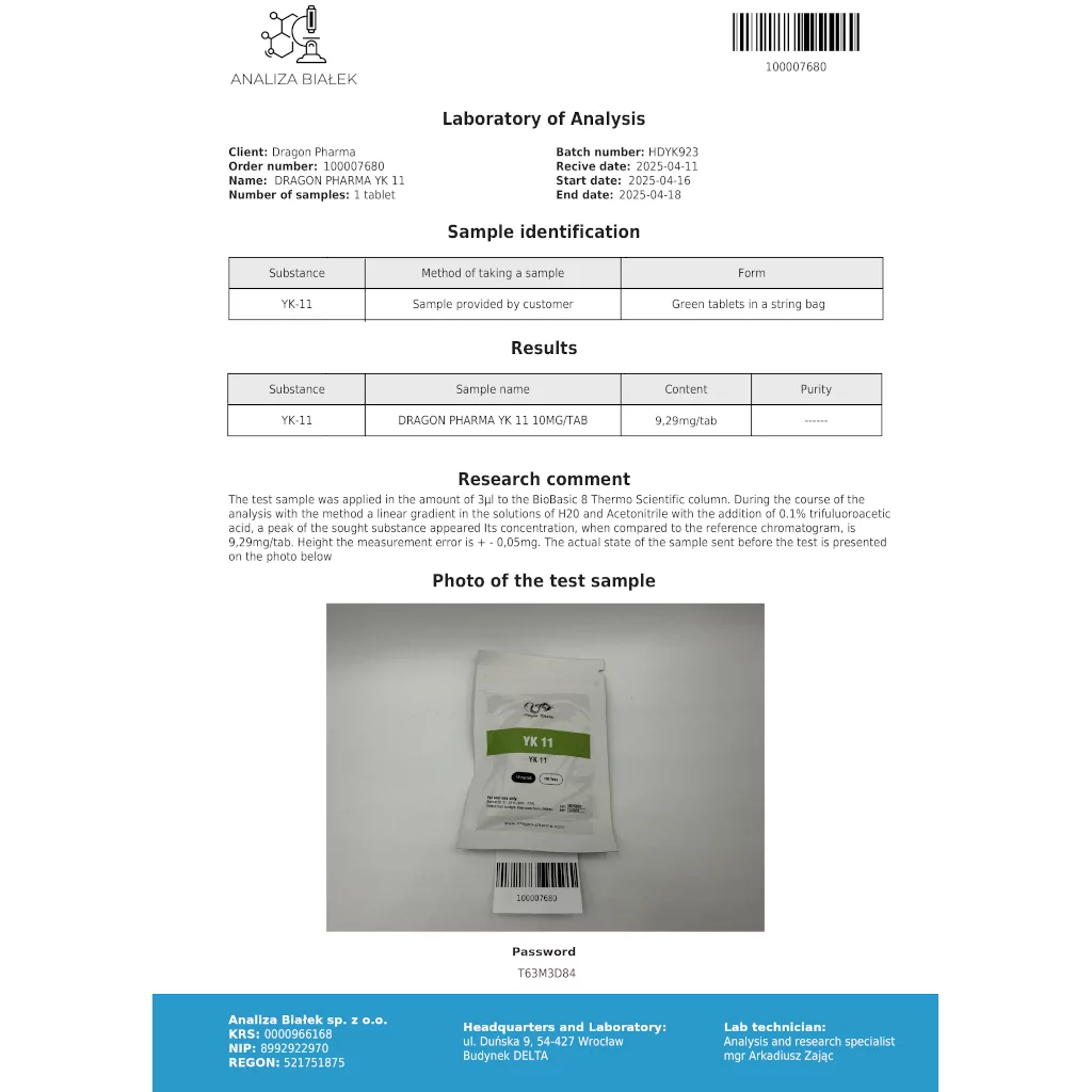 YK 11 - 100 tabs by Dragon Pharma, Europe YK 11 - 100 tabs by Dragon Pharma, Europe
