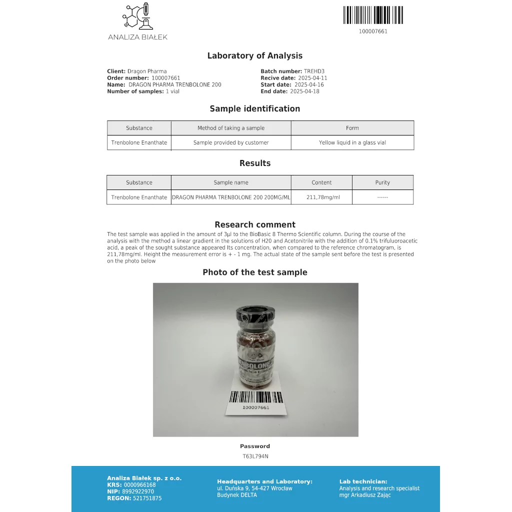 TRENBOLONE 200 - 10 ml by Dragon Pharma, Europe TRENBOLONE 200 - 10 ml by Dragon Pharma, Europe