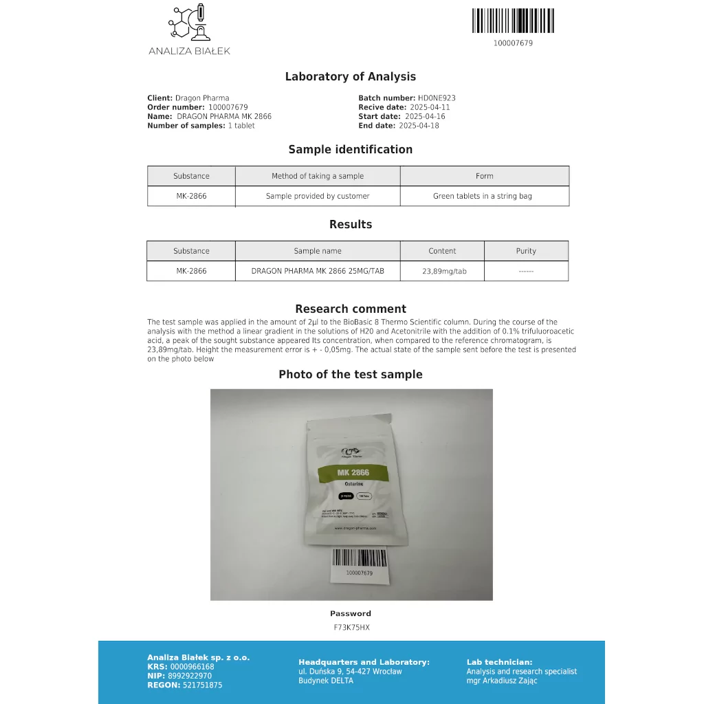 MK 2866 - 100 tabs by Dragon Pharma, Europe MK 2866 - 100 tabs by Dragon Pharma, Europe