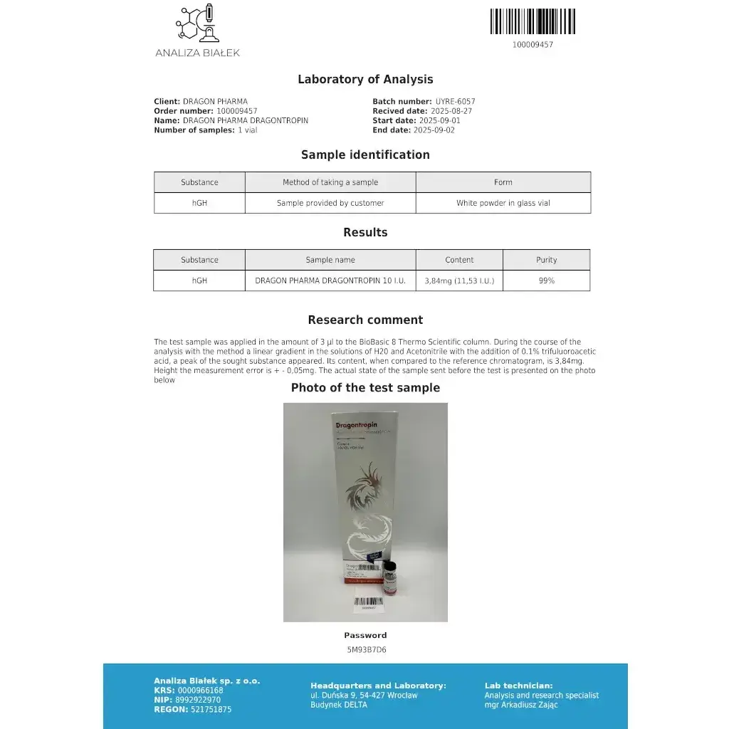 DRAGONTROPIN 100 IU - kit by Dragon Pharma, Europe DRAGONTROPIN 100 IU - kit by Dragon Pharma, Europe